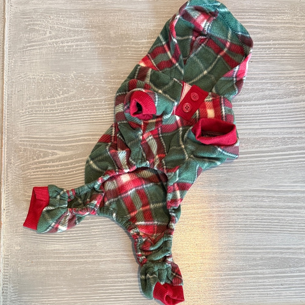 Plaid Dog Sweater pajamas onsie - Picture 2 of 2
